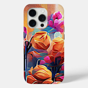 Coque Case-Mate iPhone Art Abstrait Floral Fleurs Orange Rouge Bleu