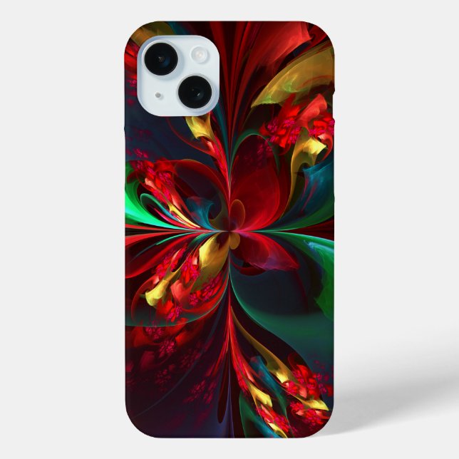 Coques Case-Mate iPhone Art abstrait floral moderne motif rouge vert #11 (Verso)