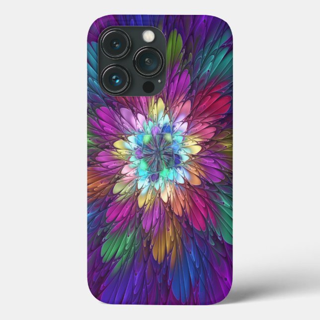 Coques Case-Mate iPhone Art abstrait fractal de fleurs psychédéliques colo (Verso)