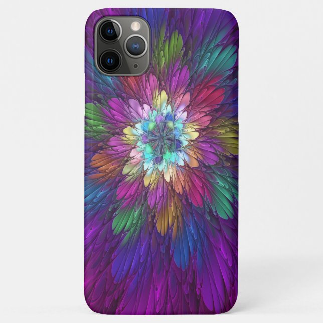 Coques Case-Mate iPhone Art abstrait fractal de fleurs psychédéliques colo (Dos)