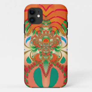 Coques Pour iPhone Art abstrait fractal de hibou rouge