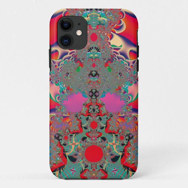 Coques Case-Mate iPhone Art abstrait fractal de méditation rouge (Dos)