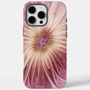 Coque iPhone 16 Pro Max Art Abstrait Fractal Fleur & Tons de Bourgogne