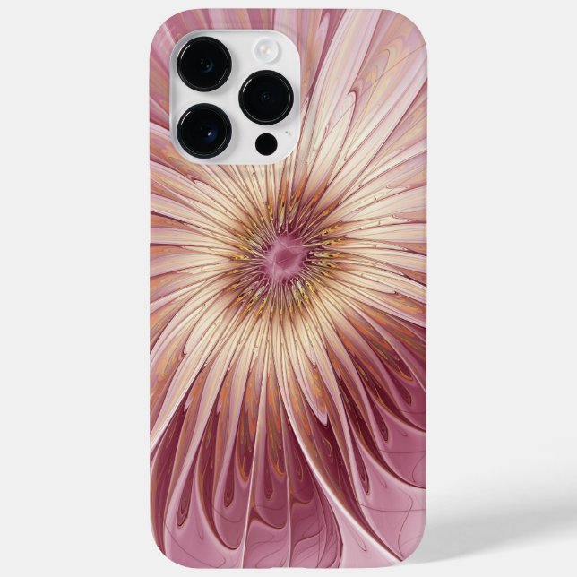 Coques Case-Mate iPhone Art Abstrait Fractal Fleur & Tons de Bourgogne (Verso)