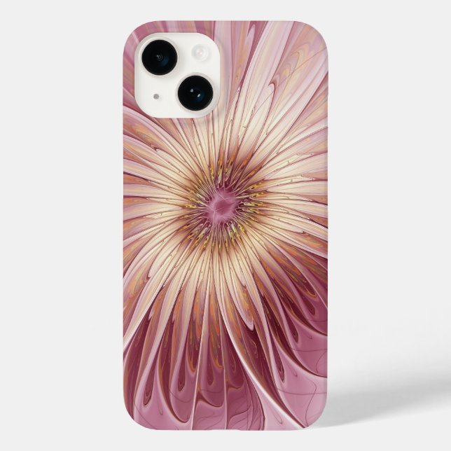 Coques Case-Mate iPhone Art Abstrait Fractal Fleur & Tons de Bourgogne (Verso)