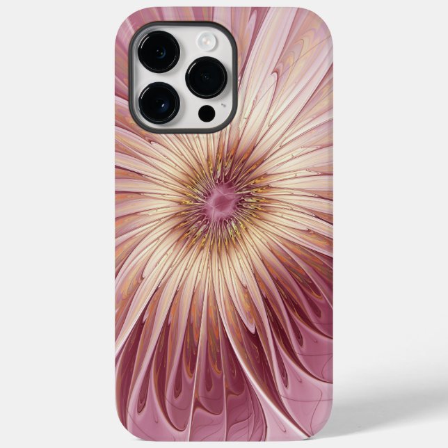 Coques Case-Mate iPhone Art Abstrait Fractal Fleur & Tons de Bourgogne (Verso)