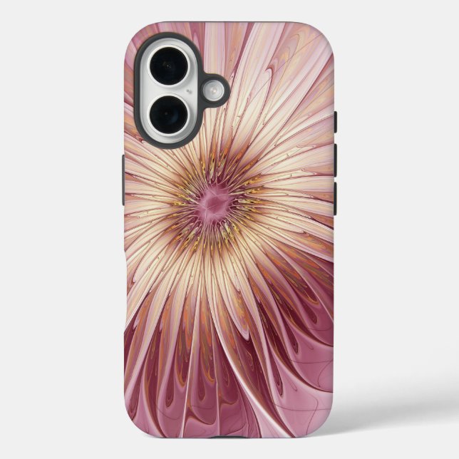 Coques Case-Mate iPhone Art Abstrait Fractal Fleur & Tons de Bourgogne (Verso)