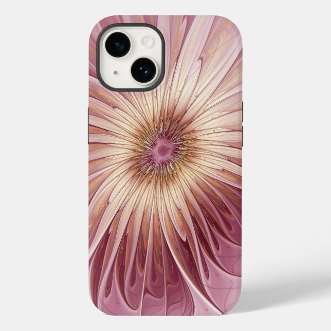 Coques Case-Mate iPhone Art Abstrait Fractal Fleur & Tons de Bourgogne (Verso)