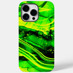 Coque Case-Mate iPhone Art abstrait fractal jaune vert