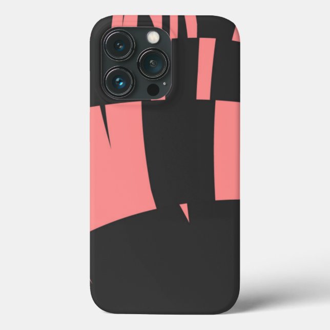Coques Case-Mate iPhone Art Abstrait Fractal rose et noir (Verso)