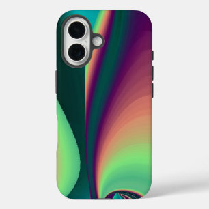 Coques iPhone 16 Art Abstrait Futuriste 3D Arc-en-Ciel Métallique