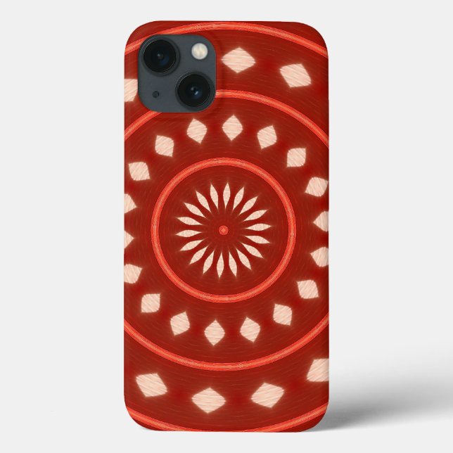 Coques Case-Mate iPhone Art abstrait géométrique ensoleillé Rouge Rustique (Verso)