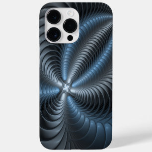 Coque Case-Mate iPhone Art abstrait moderne fractal bleu gris plastique 3