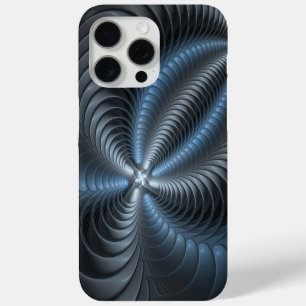Coque Case-Mate iPhone Art abstrait moderne fractal bleu gris plastique 3