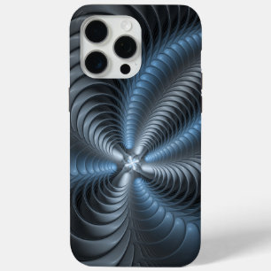 Coque Case-Mate iPhone Art abstrait moderne fractal bleu gris plastique 3