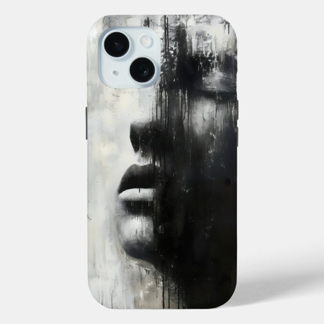 Coques Case-Mate iPhone Art Abstrait monochromatique triste (Verso)