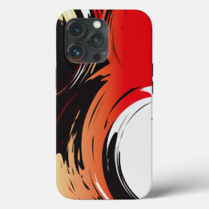 iPhone 13 Pro Case Art Abstrait noir et blanc rouge