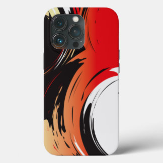 iPhone 13 Pro Case Art Abstrait noir et blanc rouge