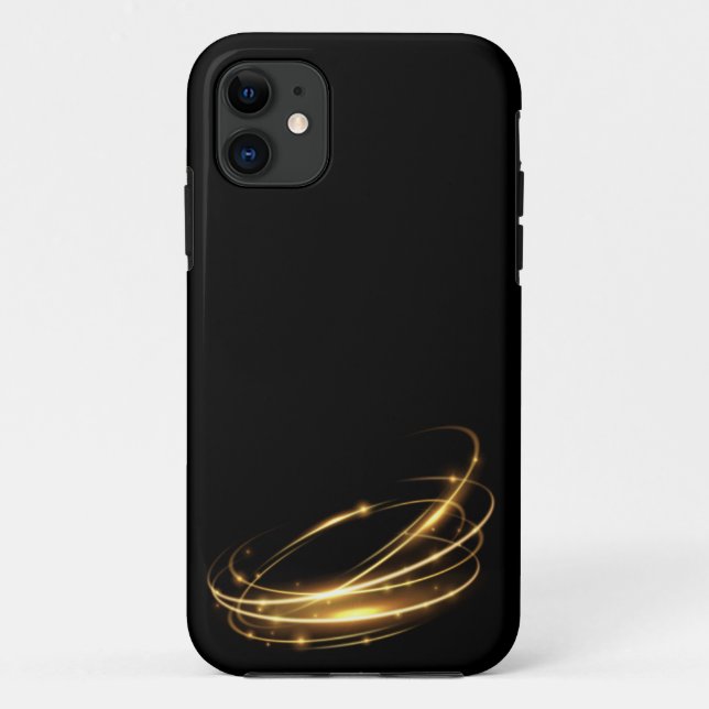 Coques Case-Mate iPhone Art abstrait style de ligne spirale dorée (Dos)