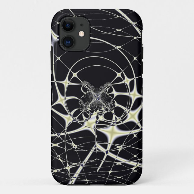Coques Case-Mate iPhone Art Abstrait Toile d'Araignée Dorée (Dos)