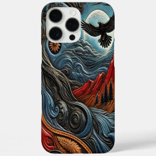 Coque iPhone 16 Pro Max Art Aigle et Montagnes
