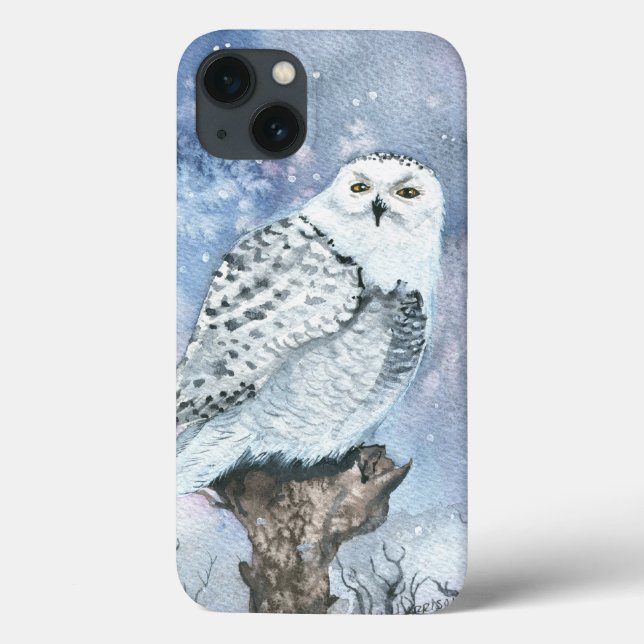 Coques Case-Mate iPhone Art aquarelle de la faune du harfang des neiges (Verso)
