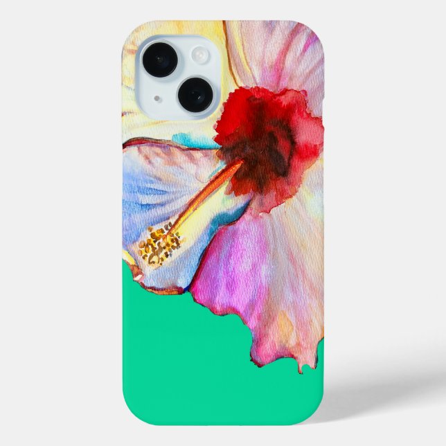 Coques Case-Mate iPhone art aquarelle d'hibiscus d'été (Verso)