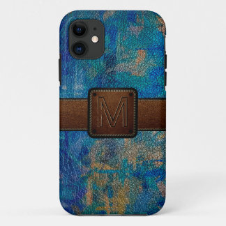 Etui iPhone Case-Mate Art blue cuir look brun