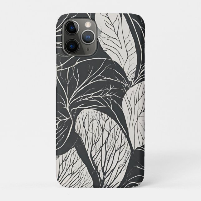 Coques Case-Mate iPhone Art botanique de feuilles en noir et blanc (Dos)