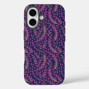 Coque Pour iPhone 16 Art botanique harmonieux sur fond bleu foncé