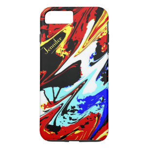 Coque iPhone 7 Plus Art coloré Abstrait, Personnalisé avec le nom,