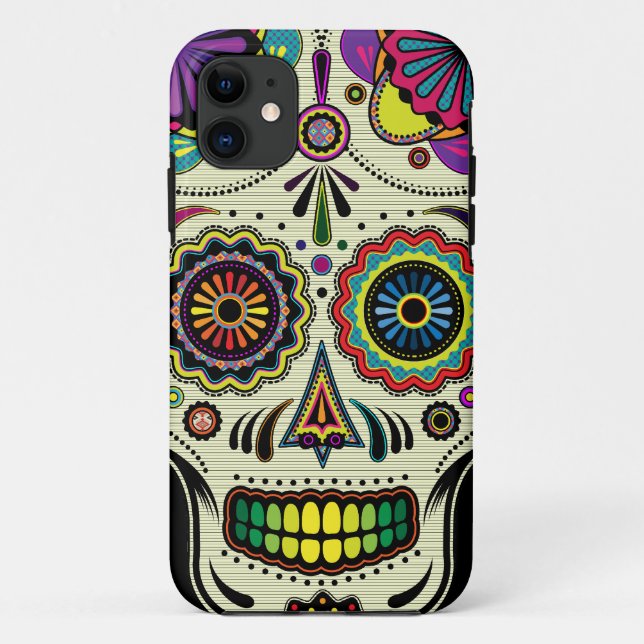 Coques Case-Mate iPhone Art d'Aztèque de crâne de sucre (Dos)