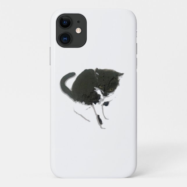 Coques Case-Mate iPhone Art de chat noir et blanc (Dos)