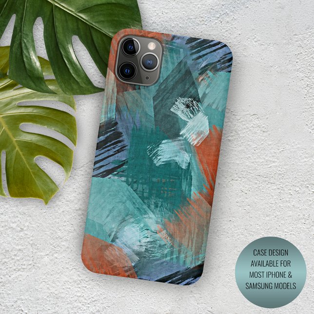 Coques Case-Mate iPhone Art de coups de pinceau orange bleu menthe sarcell (Créateur téléchargé)