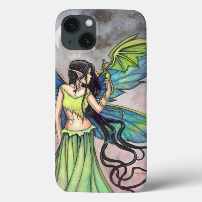Coques Case-Mate iPhone Art de fantaisie de fées du dragon vert Fées (Verso)