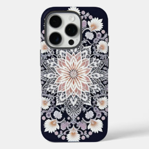 Coque iPhone 16 Pro Art de fleurs fractales
