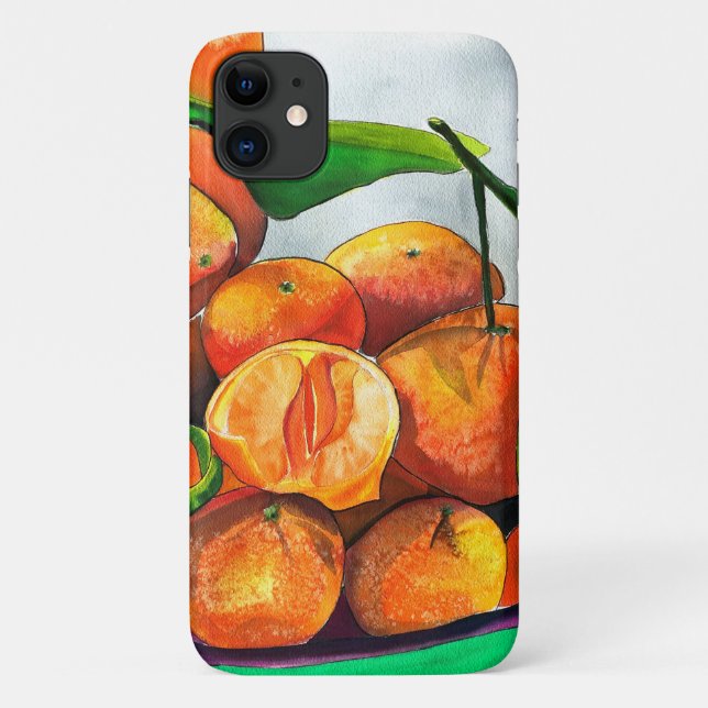 Coques Case-Mate iPhone art de fruit de mandarine à l'aquarelle (Dos)
