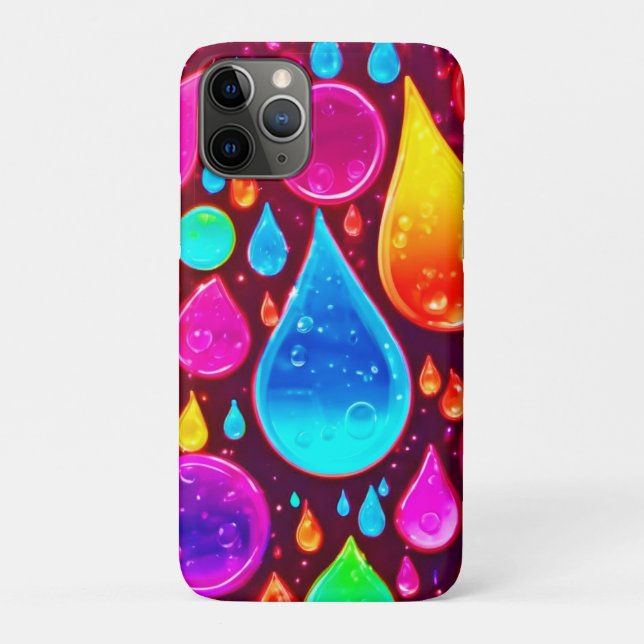 Coques Case-Mate iPhone Art de gouttes de pluie néon vibrant (Dos)
