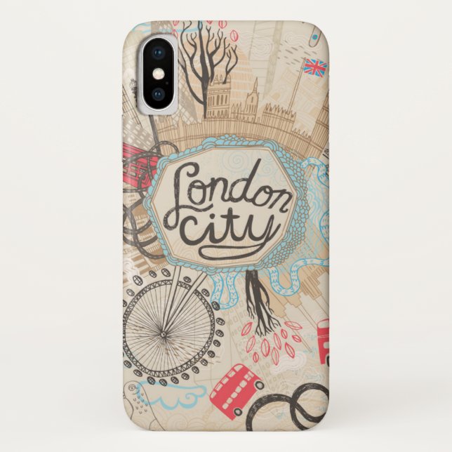 Coques Case-Mate iPhone Art de griffonnage de ville de Londres (Dos)