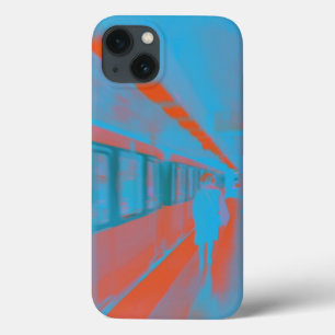 Case-Mate iPhone Case Art de la femme parisienne dans le métro en bleu o