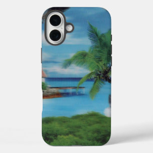 Coques iPhone 16 Plus Art de la scène de plage tropicale