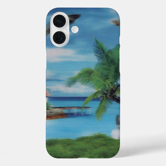 Coques Case-Mate iPhone Art de la scène de plage tropicale (Verso)