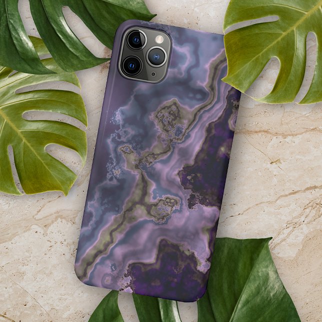 Coques Case-Mate iPhone Art de marbre géode violet foncé gris marron (Créateur téléchargé)