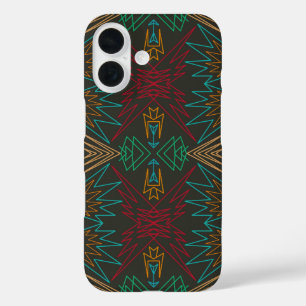 Coque Pour iPhone 16 Art de motif géométrique amérindien aztèque