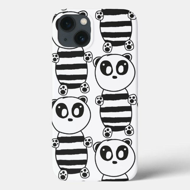 Coques Case-Mate iPhone Art de panda noir et blanc ludique (Verso)