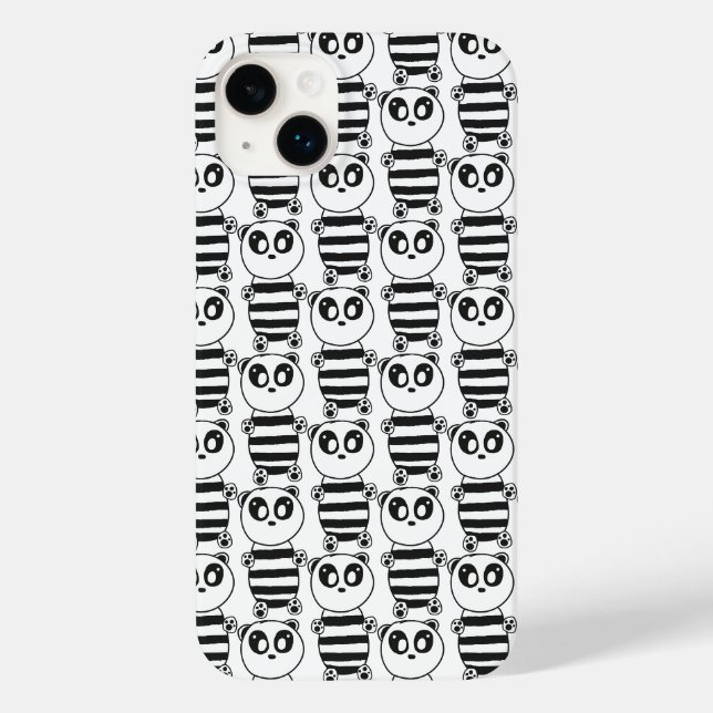 Coques Case-Mate iPhone Art de panda noir et blanc ludique (Verso)