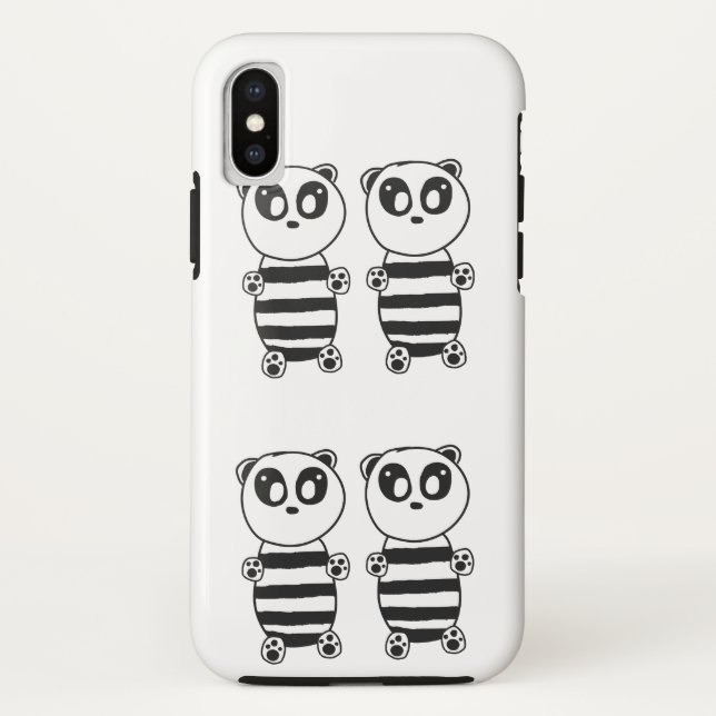 Coques Case-Mate iPhone Art de panda noir et blanc ludique (Dos)
