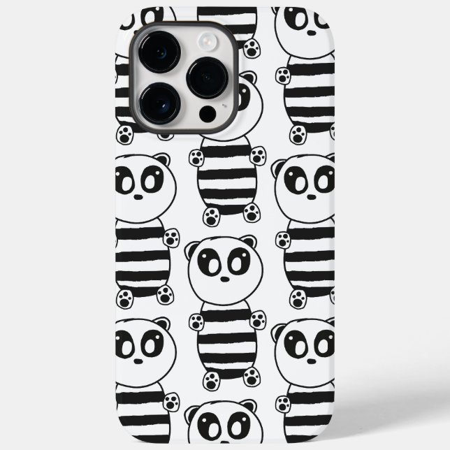 Coques Case-Mate iPhone Art de panda noir et blanc ludique (Verso)