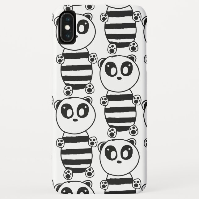 Coques Case-Mate iPhone Art de panda noir et blanc ludique (Dos)