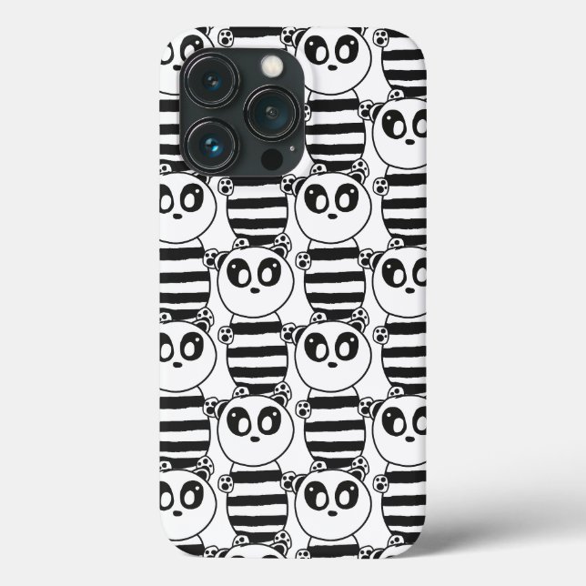 Coques Case-Mate iPhone Art de panda noir et blanc ludique (Verso)